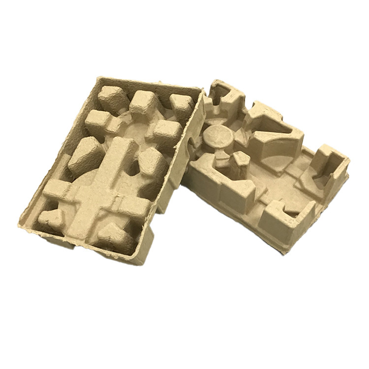 Recycled Paper Molded Pulp Tray Packaging Compostable Ecofriendly Brown for Electronic
