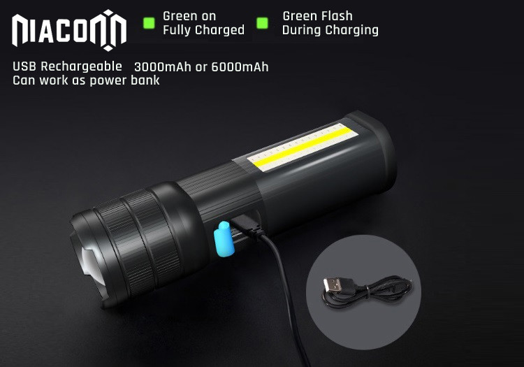 USB Rechargeable cree Led work Flashlight , COB Side work Light with Magnetic Base
