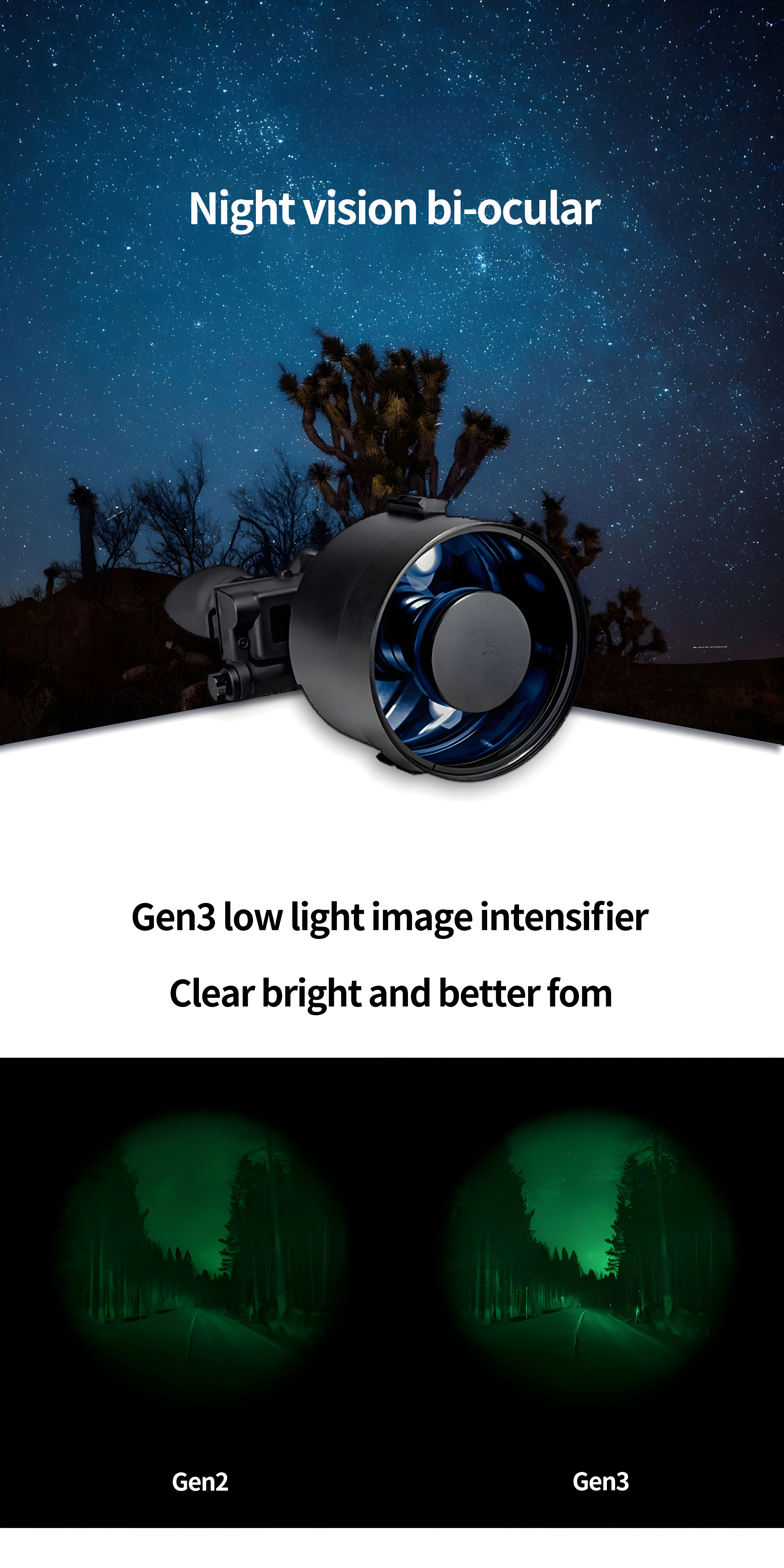 Night Vision Bi-ocular Real Gen3 Night Vision Biocular 5X 8X Heat Vision Binoculars HD Scope