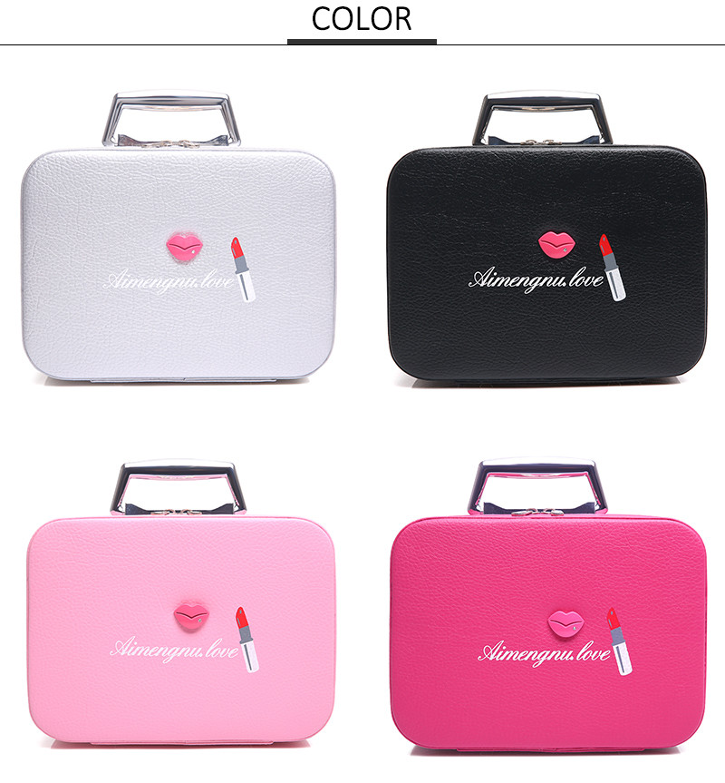 Lightweight L25*D11.5*H18.5CM PU Cosmetic Case With Metal handle