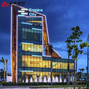 Galvanized Steel Structure Construction 1000 Tons For Showroom Office