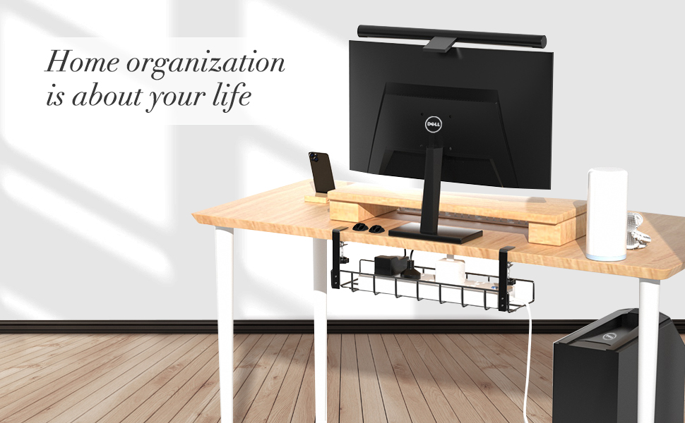 Standing Type Iron Wire Cable Management Organizer Under Desk 390x160x125mm
