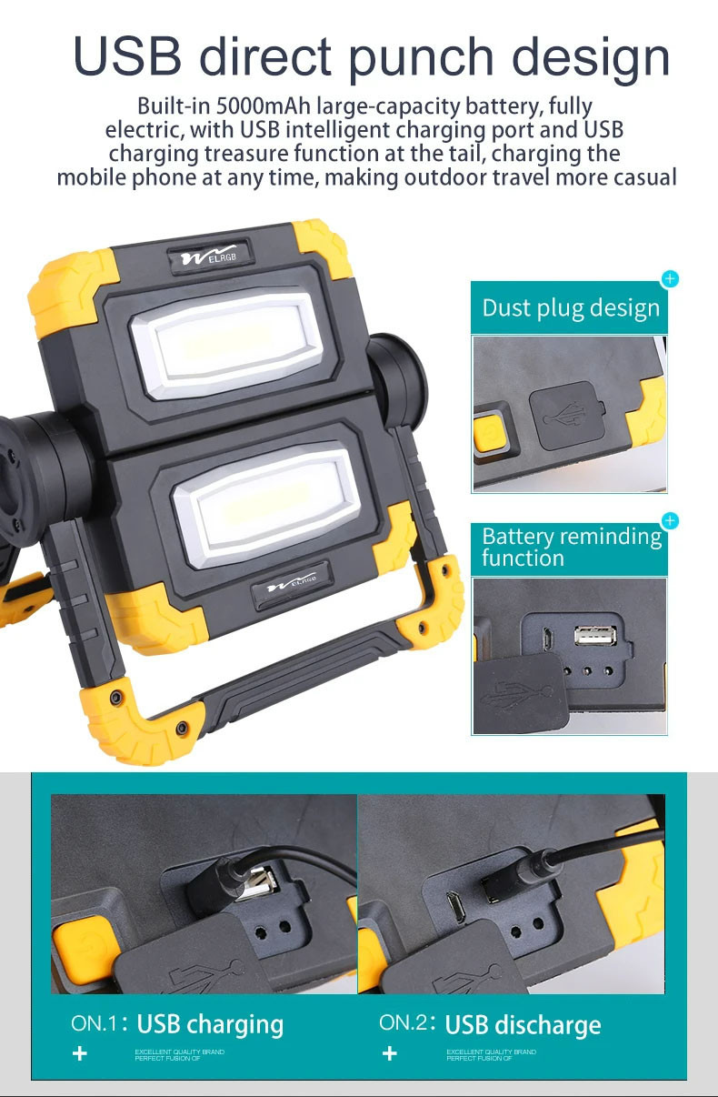 2000lm COB Led Work Light Outdoor Working Light Rechargeable Cob Work Light