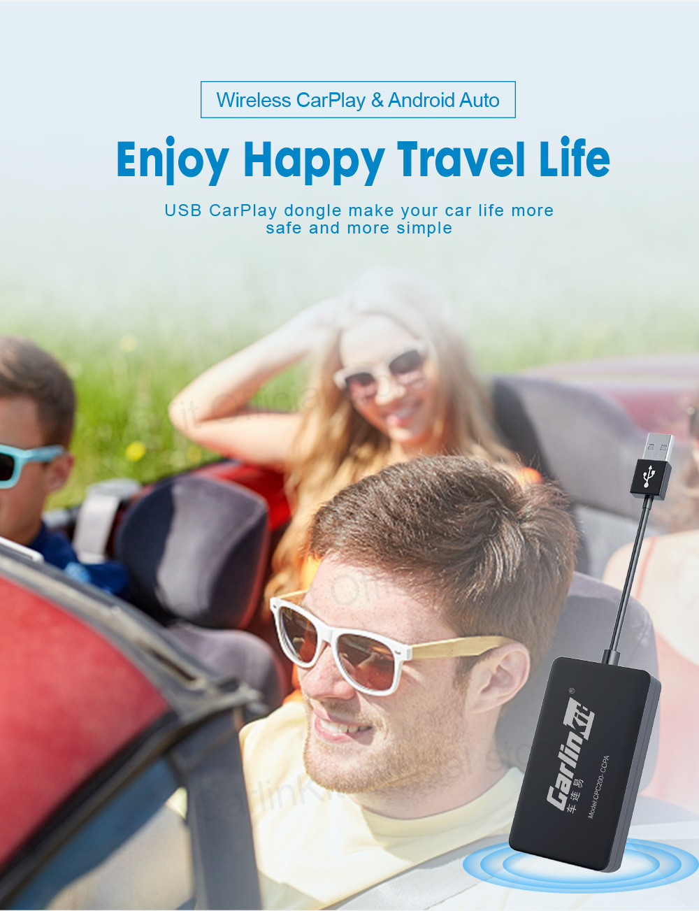 Android 4.4+ to Wireless Carplay and Android Auto Adapter Dongle CCPA Car Android Box