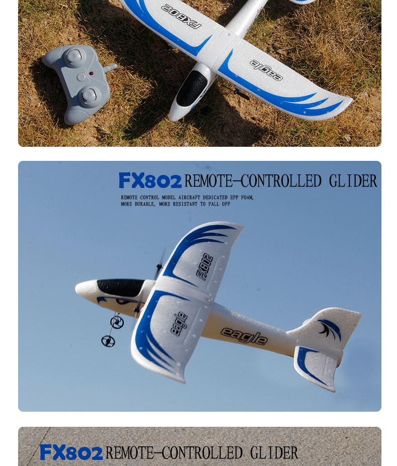 Super Glider Fx802 2.4g 2ch Epp Foam Remote Controlled Glider Model Ready-to-Go for Intermediate Operator Skill Level