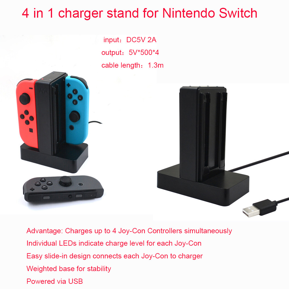 Factory Cheap 4 in 1 charger dock charging stand Station for Nintendo Switch Joy-con Gamepad Controller