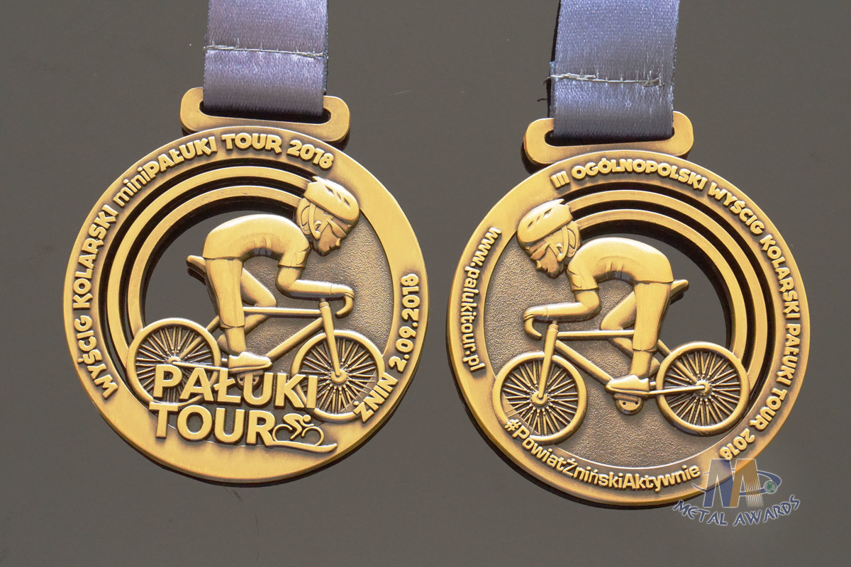 Bike Sports Marathon Finisher Metal Award Medals Imitation Antique Gold Plating