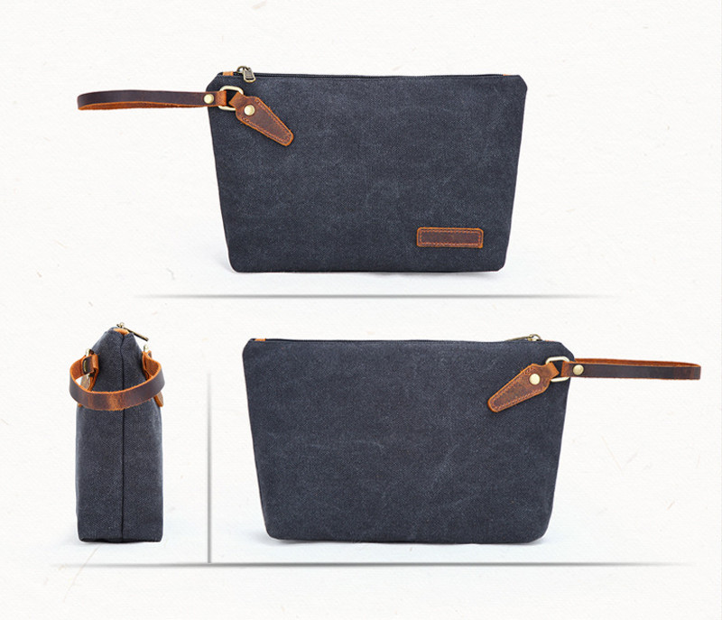Blank Pure Color Zipper Cotton Canvas Makeup Bag