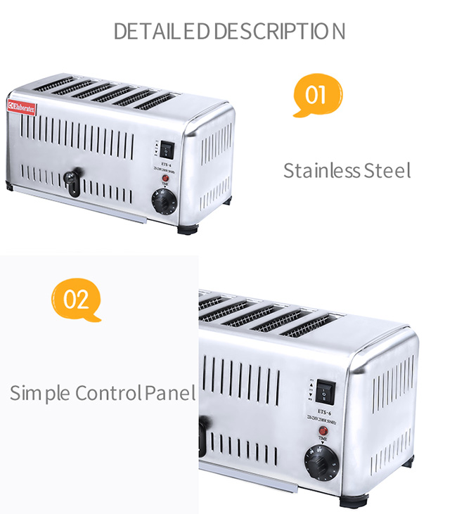 4 Slices Bread Toaster Bakery Processing Equipment Removable Crumb Tray For Easy Cleaning