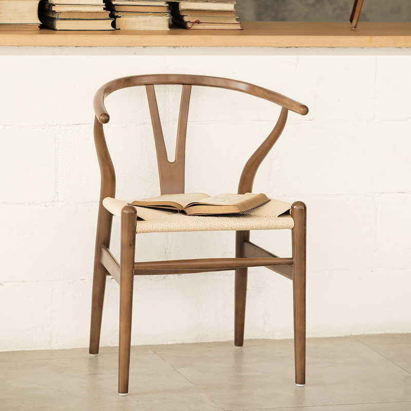 Hans Wegner 32" Height Ash Wood Walnut Wishbone Dining Chair