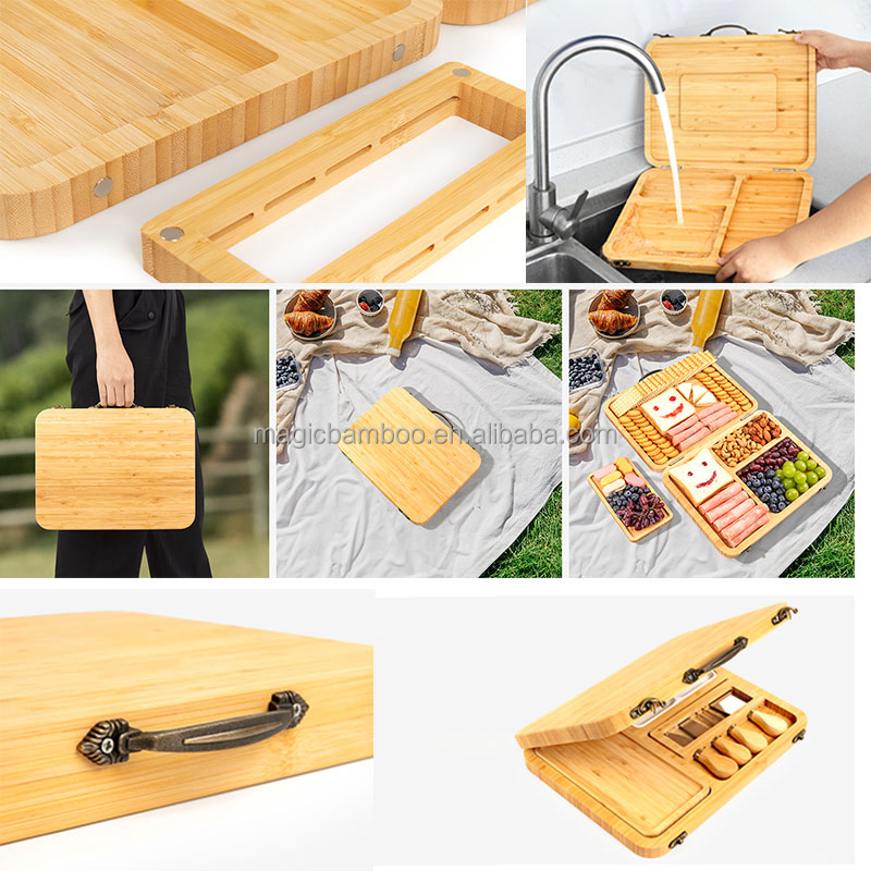 Foldable Sustainable Bamboo Charcuterie Board Knife Set for Entertaining Occasions