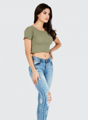 100% Cotton Short Crop Top for Women