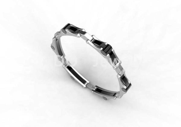 Top Quality Europe Fashion Stainless Steel Genuine Leather Silicone Bangle