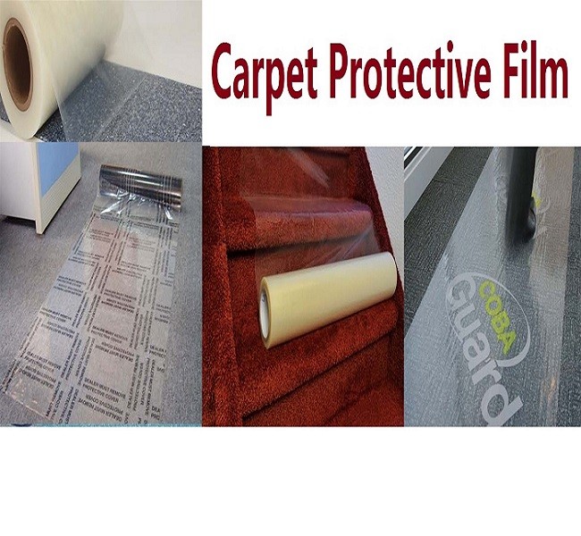 Plastic Carpet Protector Film , Temporary Adhesive Plastic Film With High Tack Adhesion