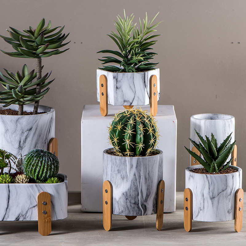 Round Succulents Pots Cement Flower Pots Mini Pot Planters Tabletop Flowerpots Decorative Pots