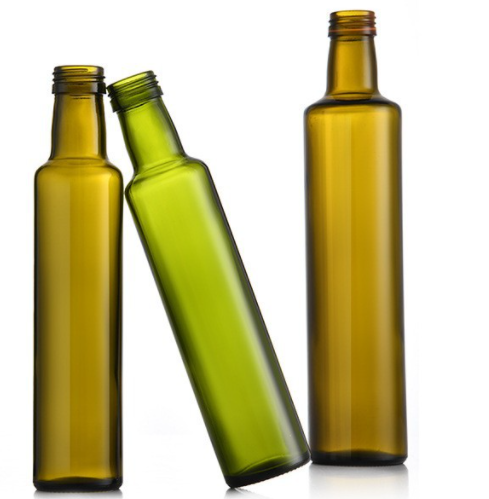 Body Material Glass Olive Oil Bottle Dark Green Round Oil Glass Bottle with Metal Lid