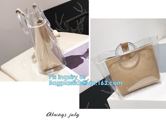 Beauty Flower Color PVC tote shopping bag, PVC Coating 600D Polyester Tote Bag Grocery Bag with Zipper Closing, handle