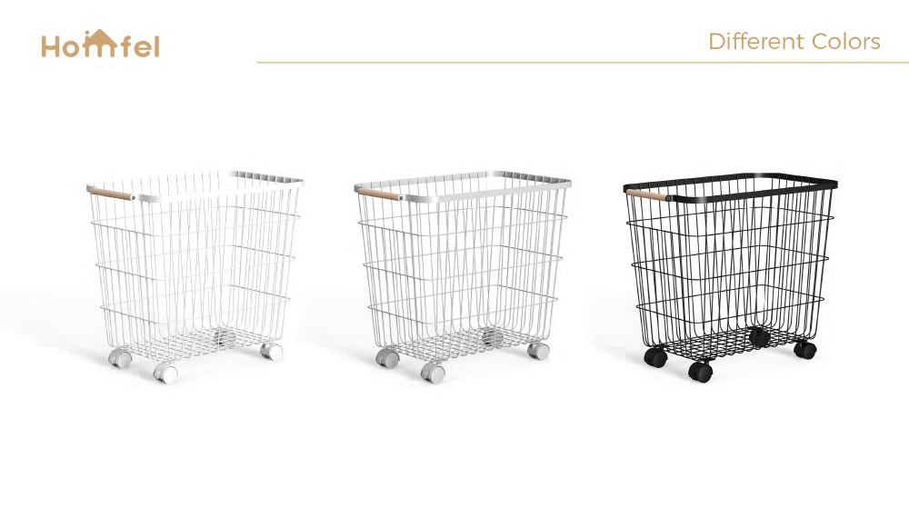 Household Wire Laundry Hamper With Wheels Metal Clothes Hamper 400x419x583mm