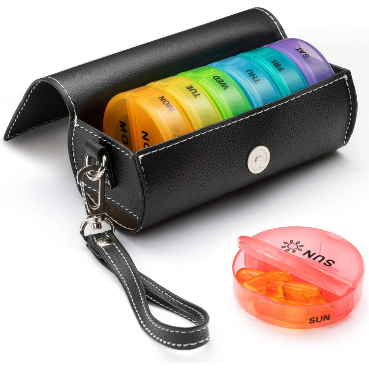 7 Day Am Pm Weekly Monthly Pill Dispenser Box With Alarm Case Travel Timer 15.4x9x6.5cm