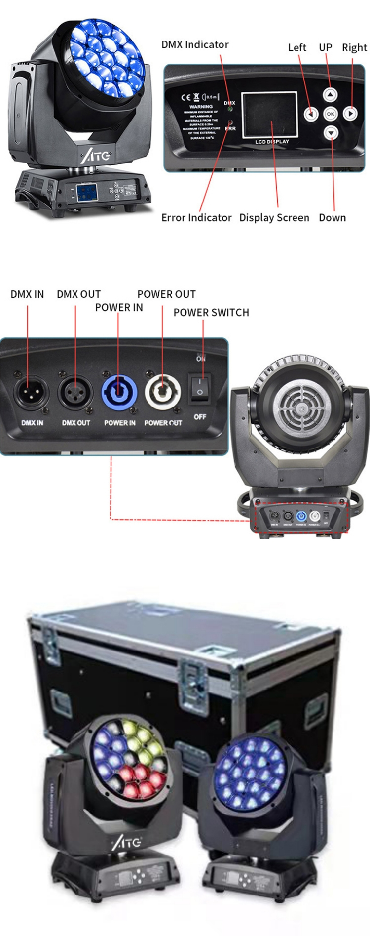 19x15w RGBW 4in1 Bee Eye KTV Nightclub Moving Head Disco Stage Light DJ Bar Party Disco WiFi Remote House Dyeing Light