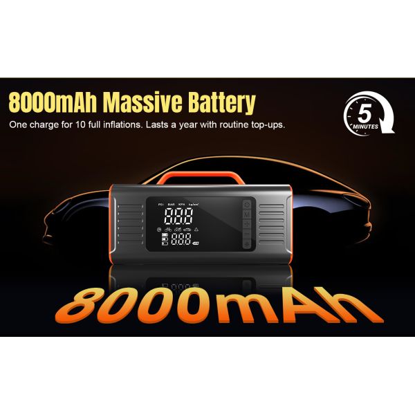 12V Car Battery Jump Box Air Tire Compressor 9-in-1 Portable 150PSI air Pump 800A Jump Starter Power Pack Vacuum Cleaner