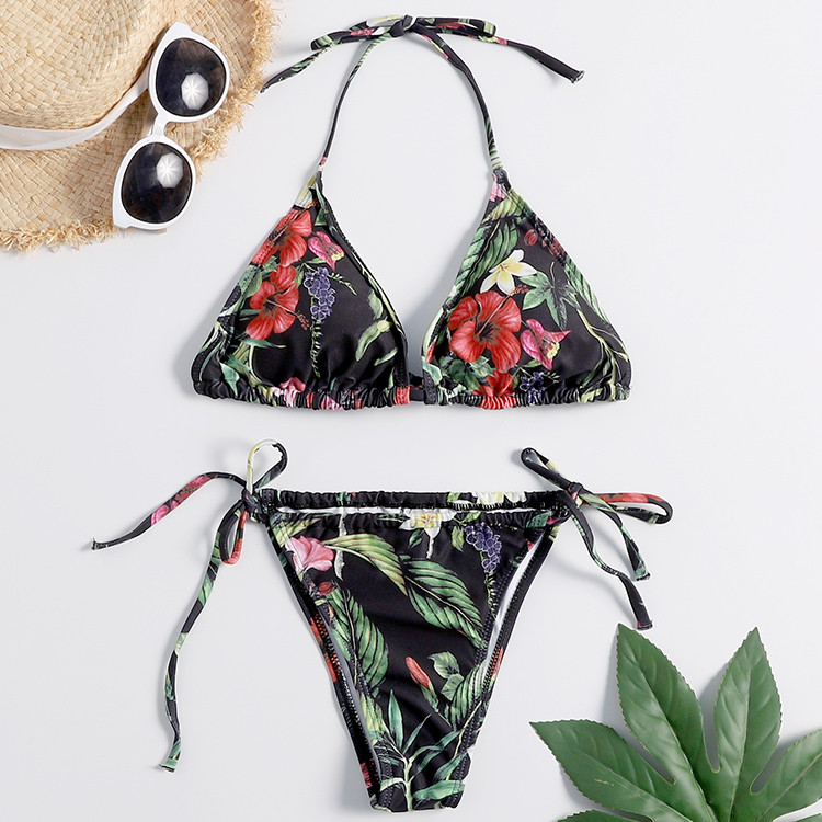 Tiered Layer Tie a Knot Front Top With Low waist Bikini swimsuit high cut