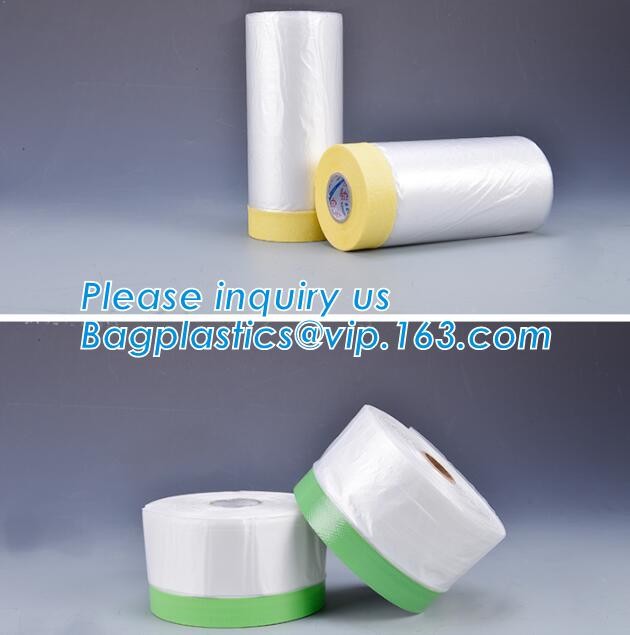 Pre-tapd paint masking film HDPE,Car paint repair masking film with tape, Hot sell masking film with adhesive tape, PAC