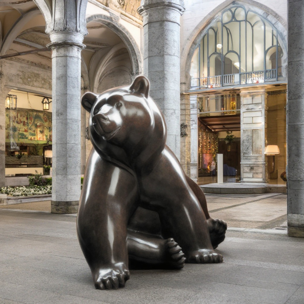Life Size Metal Animal Bronze Casting Bear Statue Outdoor Sculpture