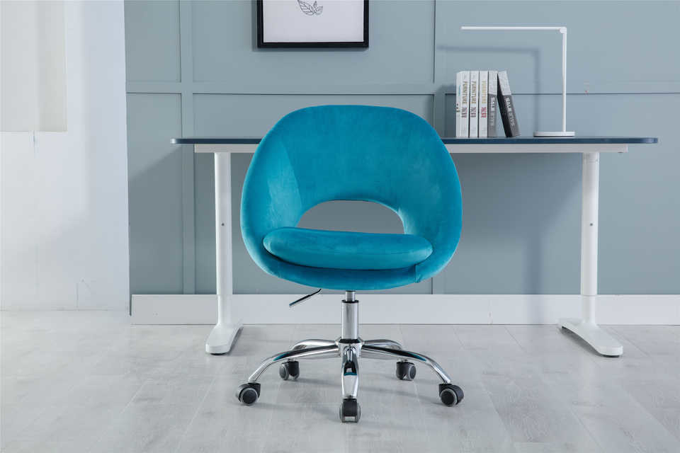 5 Star Base Teal Bedroom Swivel Chair / 8.2KGS Velvet Spinny Chair