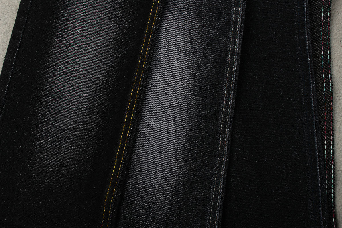 Stretch 11.5oz Cotton Spandex Denim Fabric Sulfur Black 170cm Full Width