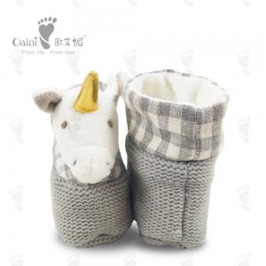 Buy cheap Grey Soft Cute Plush Baby Shoes Infant White Unicorn Head Baby Boy Shoes product