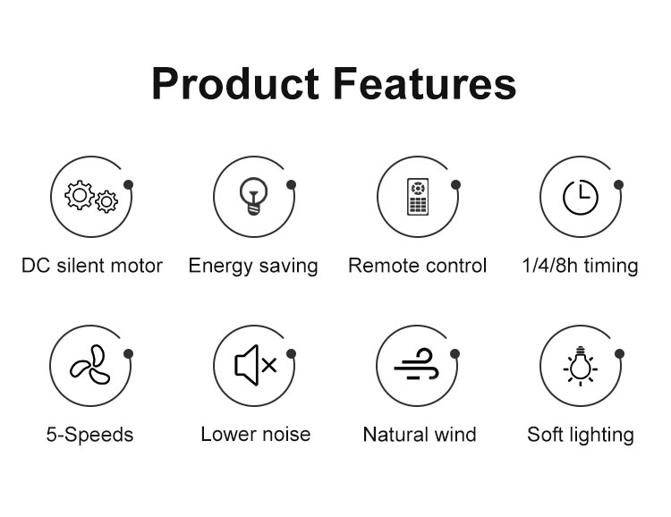 48 Inch Iron Blades Ceiling Fan with LED Lights Remote Control Improve Air Circulation