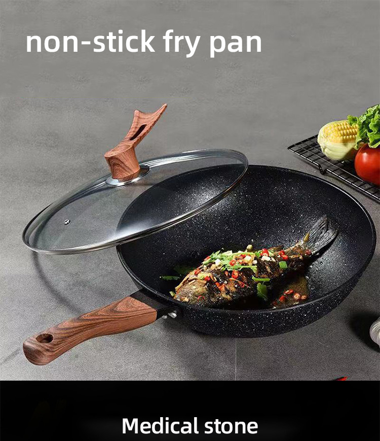 Factory Wholesale Cooking Cookware Black 32cm Multiple Styles Non Stick Iron Frying Pan Skillet