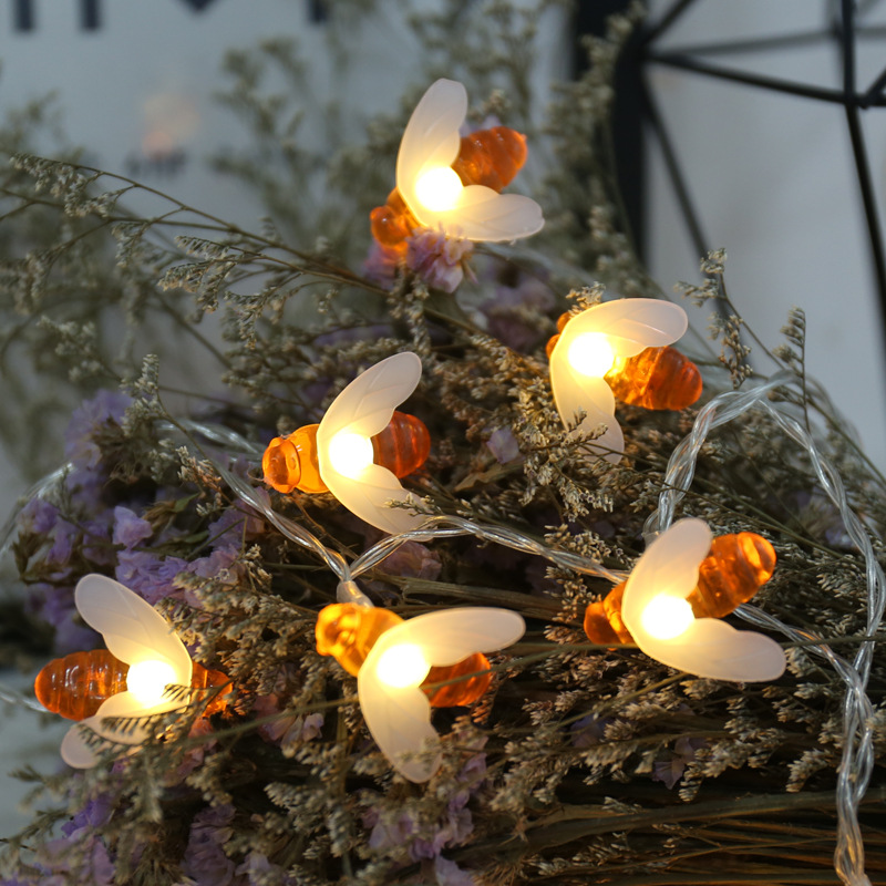 IP54 LED Fairy String Lights Solar Honey Bee Lights Garden Decoration