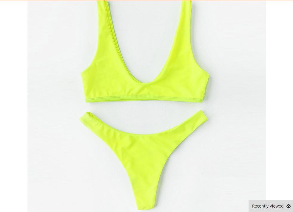 sport neon green sweatshirt Bikini vest with high bottom leg women sets Bikini plain beach swimsuit Sexy swimsuit