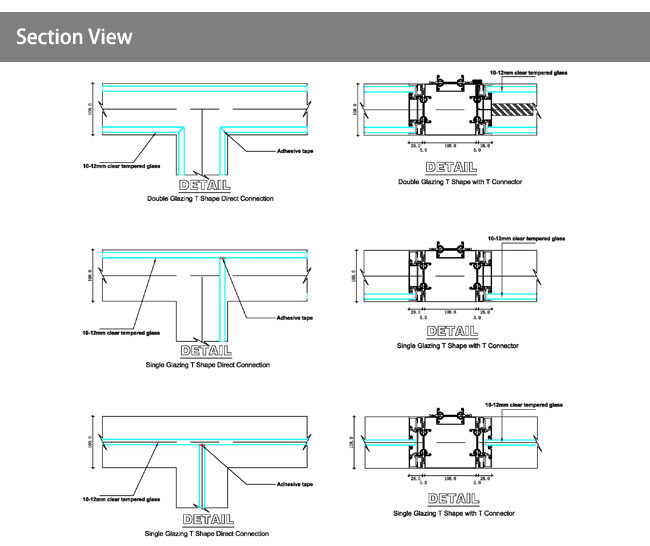 Double Layer Glazed Glass Partition Wall System Sound Proof Easy Installation