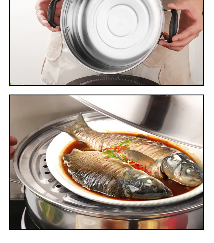 Wholesale 28cm Cooking Pot 2 Layer Cooking Steamer Stainless Steel Food Steamer Steamer Pot With Lid