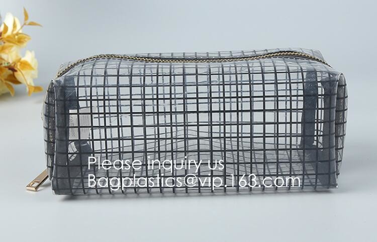 Clear Zipper Pouch with Strap Makeup Bag PVC Cosmetic Pouch,Printing Clear k Cosmetic PVC Pouch, bagease, bagplast