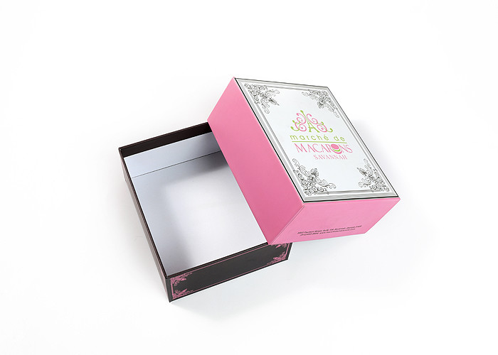 Custom Macaron Gift Box Paper Recyclable Chocolate Packaging With Plastic Lid