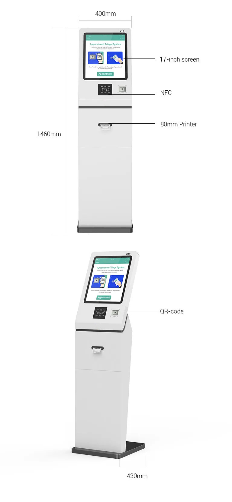 Standing Touch Screen Monitor Self-Service Kiosk Multifunction Self Service Terminal
