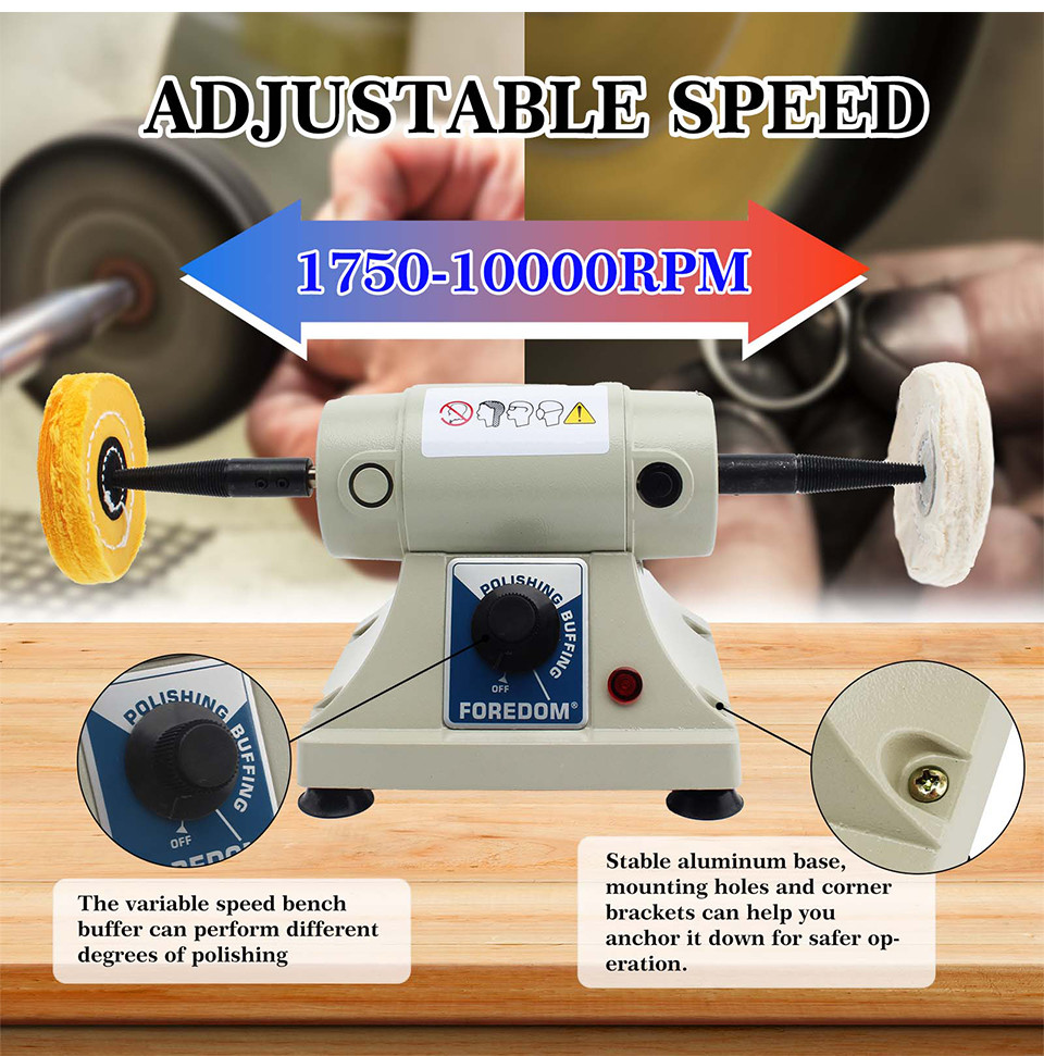 Double Head Foredom Polishing Bench Lathe Tabletop 0-7000rpm