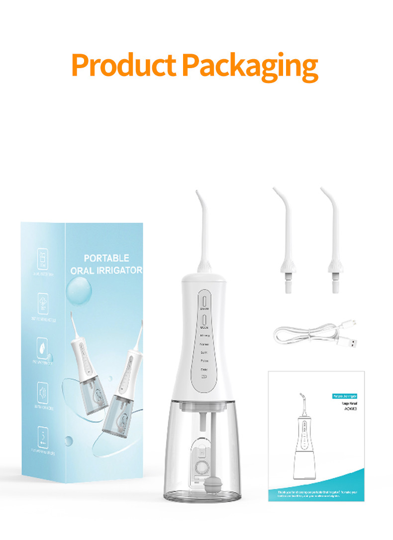 Portable Water Flosser IPX7 Waterproof Oral Cleaning Care 360° Rotating Nozzle