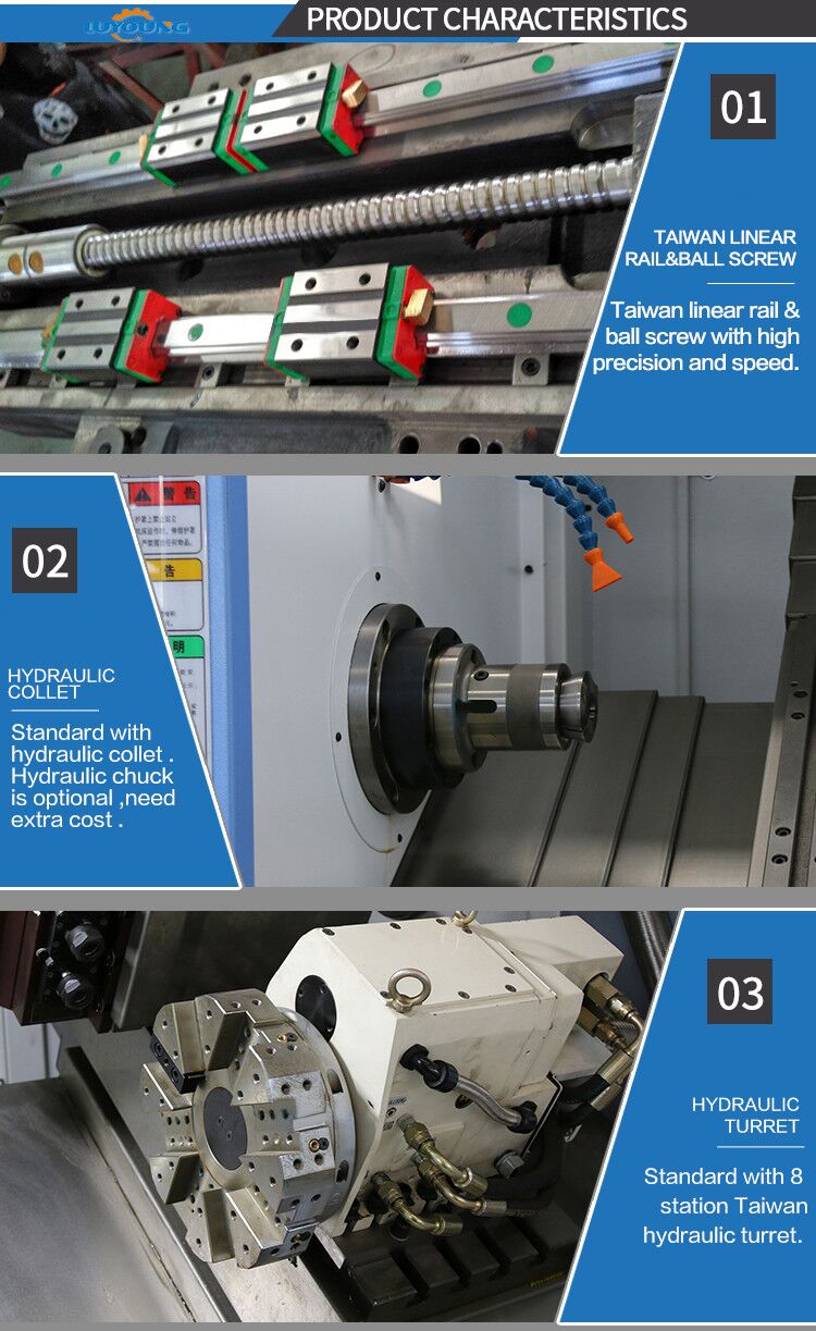 High Stability Living Turret CNC Slant Bed Lathe Machine TCK6336 for Metal Industry