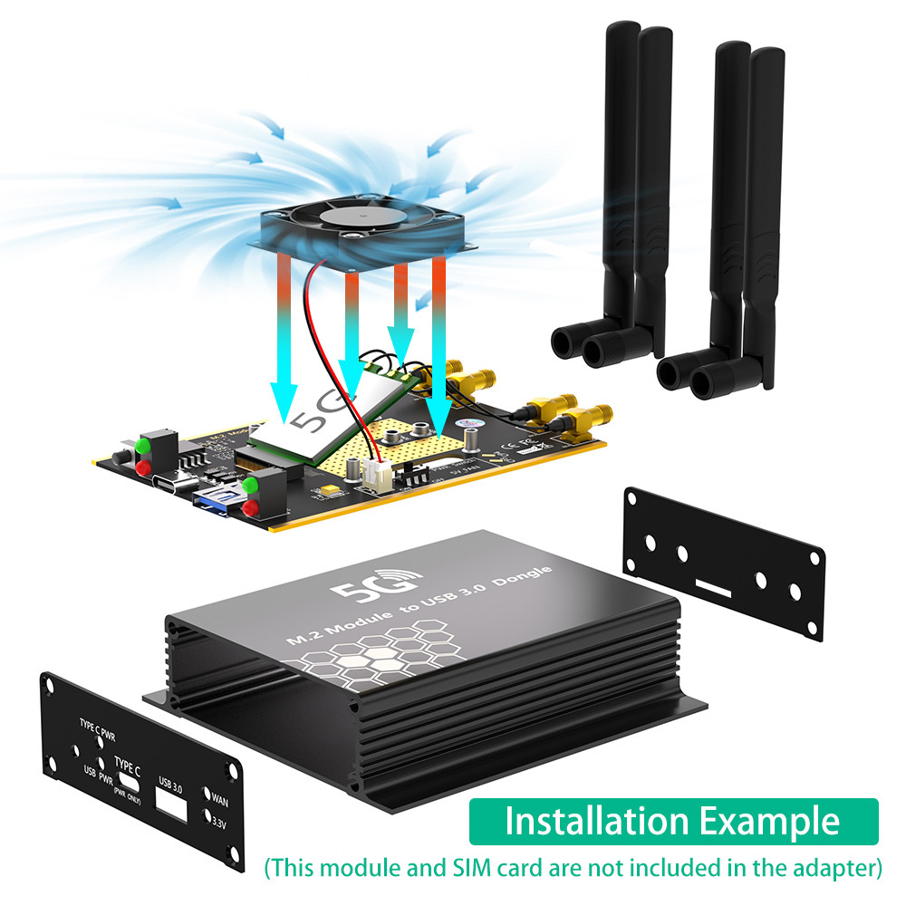 Dual SIM Card Slot NGFF M.2 to USB 3.0 Adapter for 3G 4G 5G Module Fast and Connection