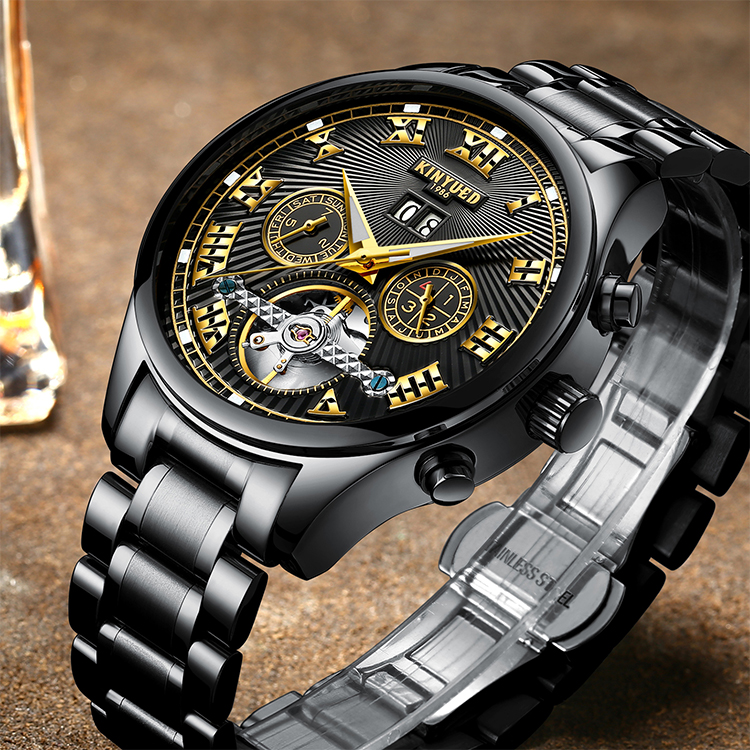 30M Waterproof Skeleton Mechanical Watch Butterfly Double Buckle