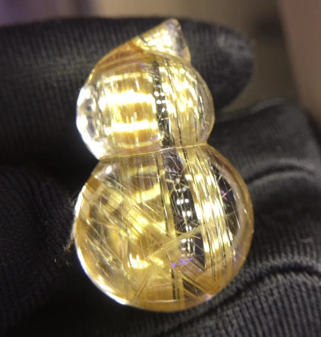 Wind And Water Peace Energy Good Luck And Wealth Natural Titanium Crystal Pixiu Gourd Pendant Hair Crystal Gourd Car Hanging Crystal Clean
