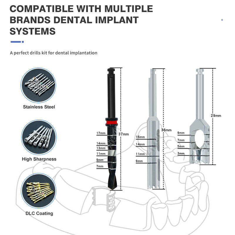 DLC Coating Stainless Steel Standard Universal Design Dental Implant Drill
