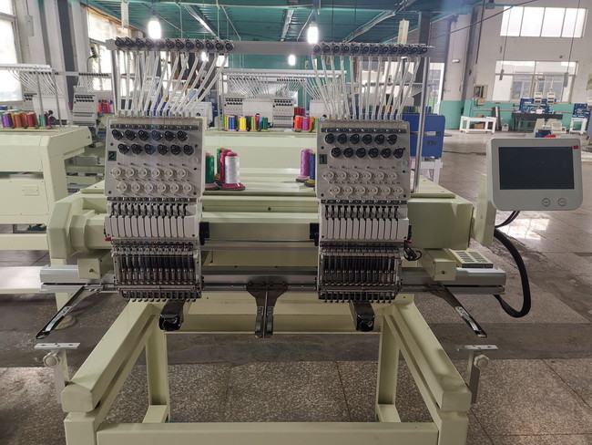 Double Head Cap Embroidery Machine With 12 Needles Cutting System Stable
