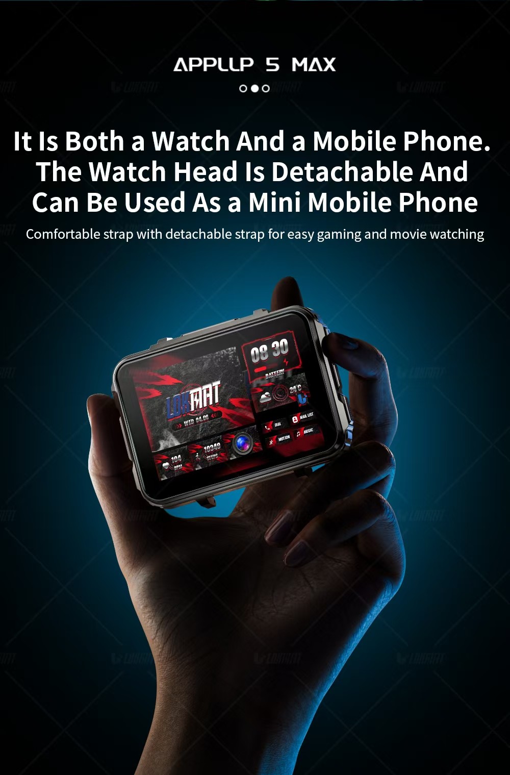 APPLP 5 MAX 4G Sim Card Android Smartwatch 4G Video Call Smart Watch 2.4 Inch