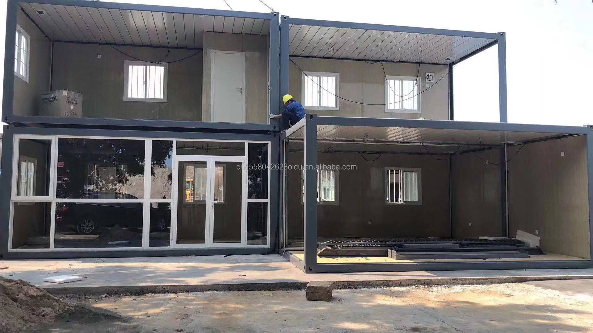 Affordable 20ft Knock Down Sandwich Panel Portable Prefab Hotel Container Modular House with Aluminum Alloy Windows